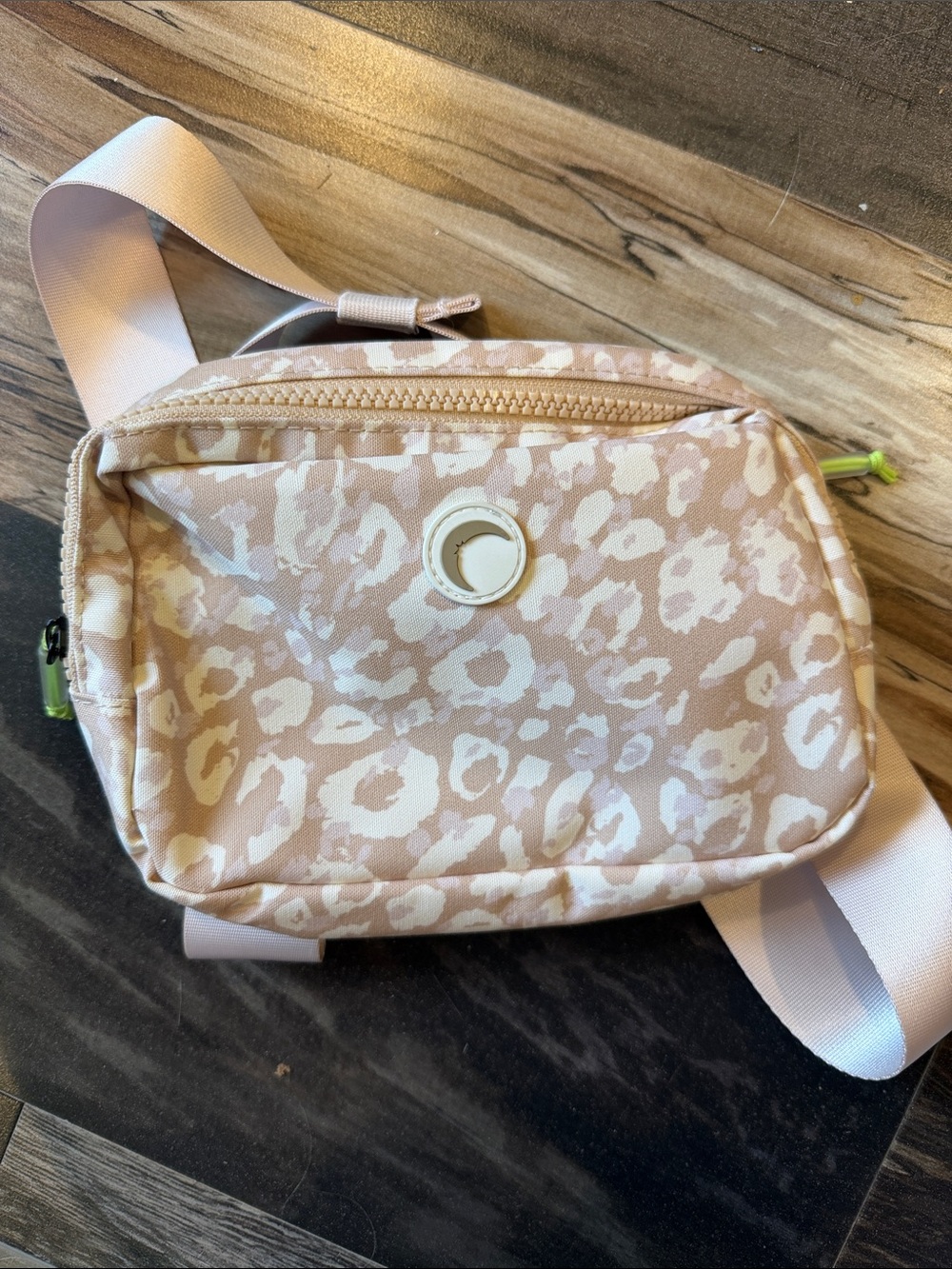 ZYIA Active Leopard Print Belt Bag Crossbody Pink Beige Adjustable Strap